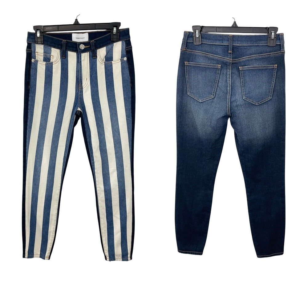 Current‎ Elliott Jeans Sz 25 High Waist Stiletto Bay Stripe Cigarette Denim